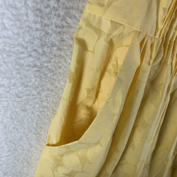 Rabbit Rabbit Rabbit Designs Dress Women's 10 Yellow Floral Front Button 8549 - Picture 3 of 9